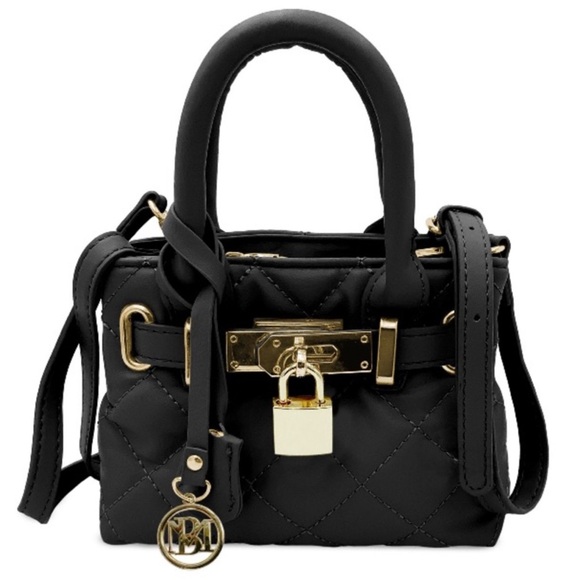 NWT‎ Badgley Mishka Black Mini Diamond Quilted Tote Gift Stocking Stuffer - Picture 1 of 6